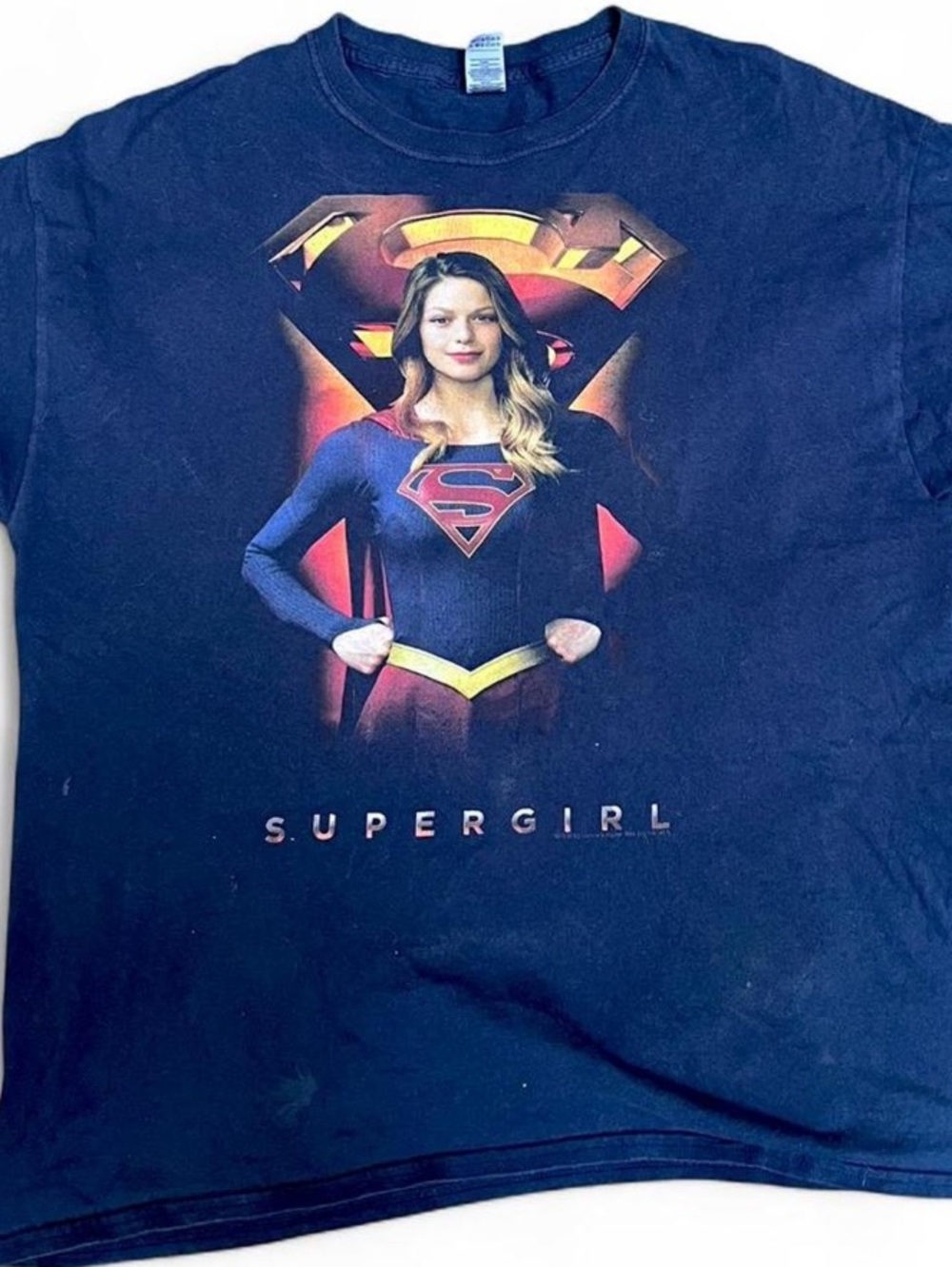 DC Comics Supergirl Graphic Tee - Navy Blue with Red & Yellow Logo